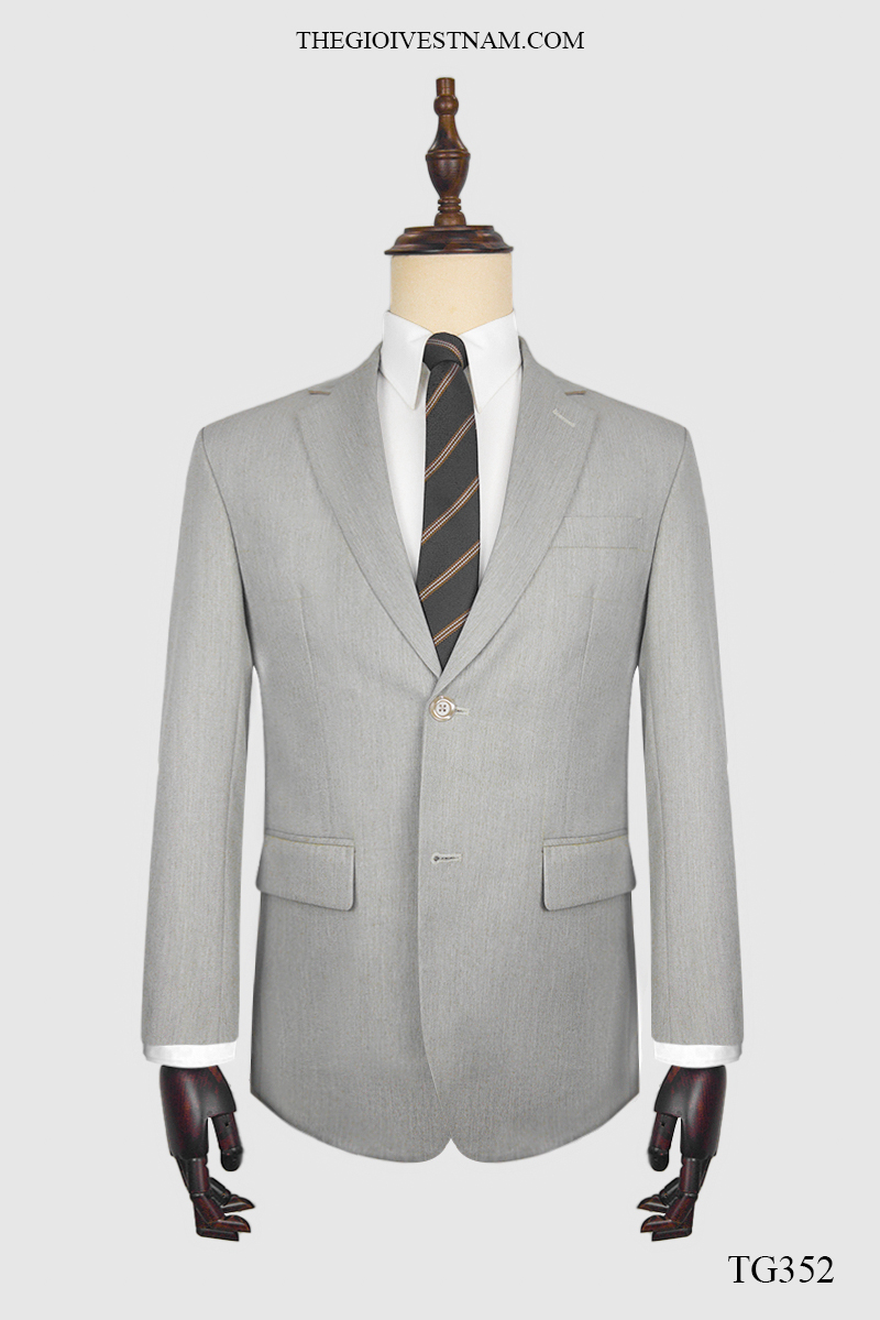 Bộ suit xám trắng gân hai nút TG352 #0